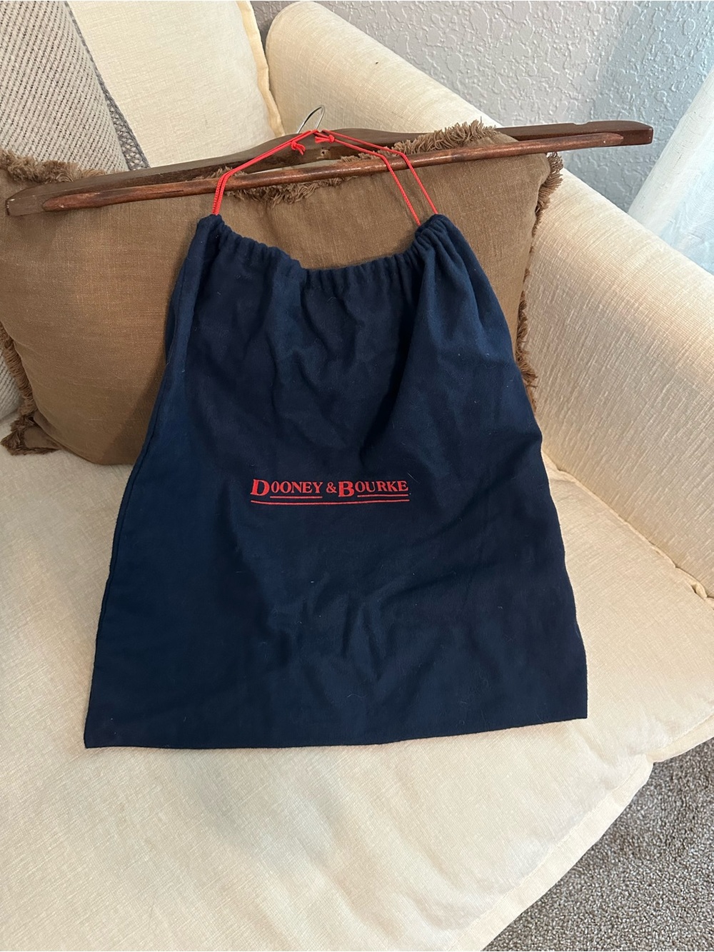 Dooney & Bourke Navy Drawstring Dust Pouch with Red Logo